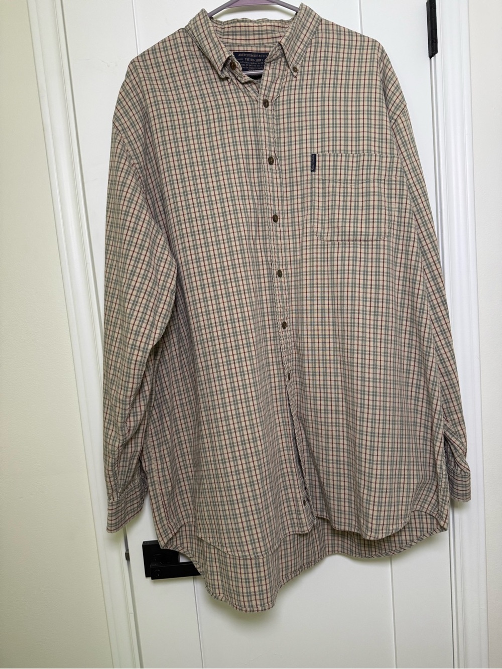 Abercrombie & Fitch Plaid Button-Down in Beige, Green & Red